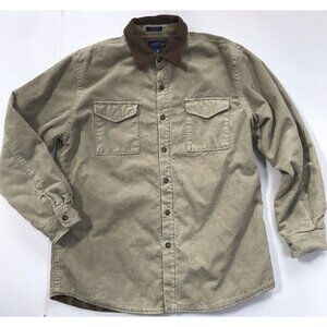 Corduroy Jacket Shirt Mens Large Shacket Fleece Lined Chore Field Grunge Cowboy